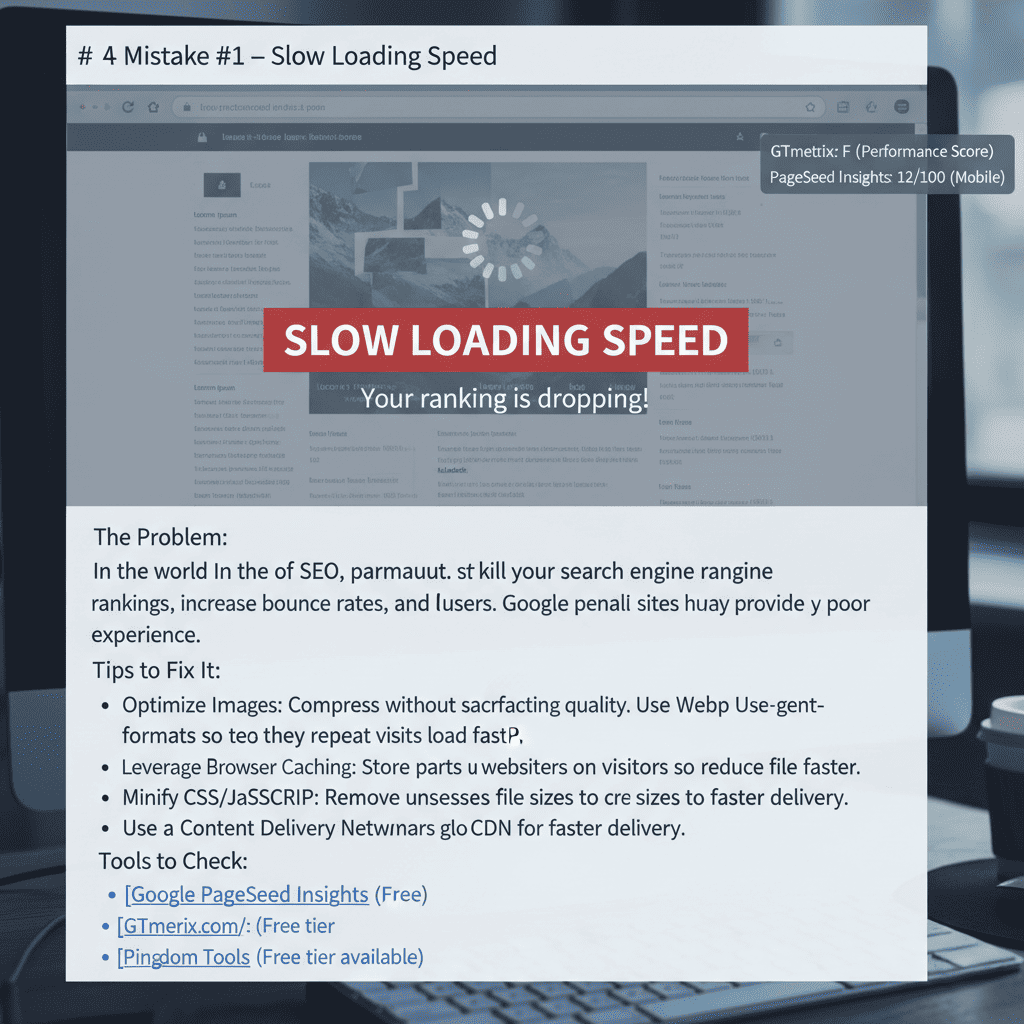Fix slow loading speed using WebsApex tips: caching, minification, and image optimization.